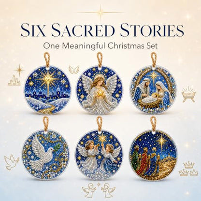 Nativity Christmas Ornaments DIY Diamond Art Set - 6pcs, Sparkling Holiday Decor