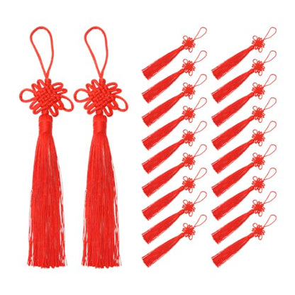 20 Pack Red Chinese Knot Tassel Pendants for Keychains & Home Decor