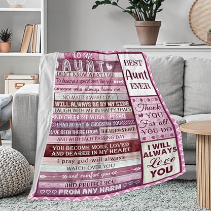 60 x 80 Inch Aunt Ever Blanket - Heartwarming Gift for Aunts from Niece Nephew