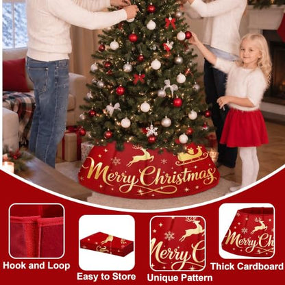 Reindeer Christmas Tree Collar 26 Inch Foldable Holiday Base Cover for Indoor Decor