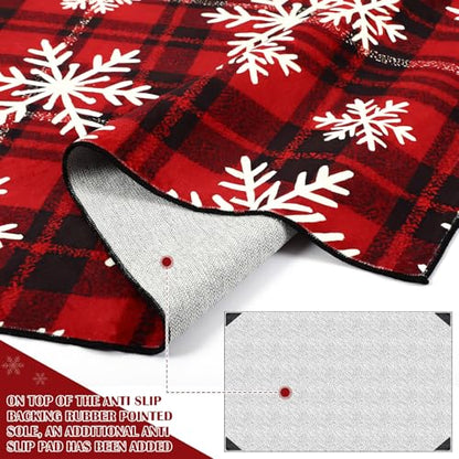 Christmas Area Rug 4x6 Buffalo Plaid Snowflake Rug for Living Room - Snowflake / 1'1" x 1'1"