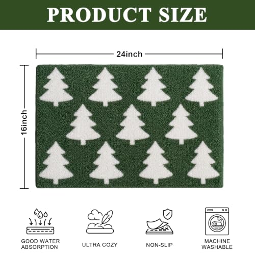 Christmas Bathroom Rugs Green Christmas Tree Bath Mat 16x24 in - Festive Non-Slip Bath Rug