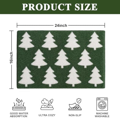 Christmas Bathroom Rugs Green Christmas Tree Bath Mat 16x24 in - Festive Non-Slip Bath Rug