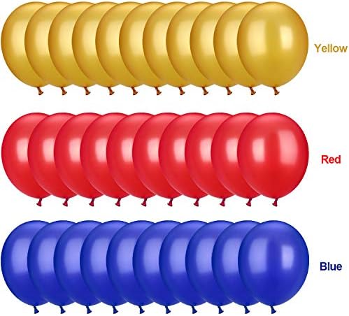 TecUnite 100 Pcs Colorful Latex Balloons - 13 Inch Red, Blue & Yellow for Graduation, Weddings & Parties