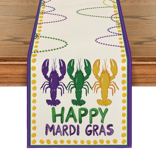 Happy Mardi Gras Carnival Table Runner 13 x 120 Inch Purple Seasonal Holiday Decor
