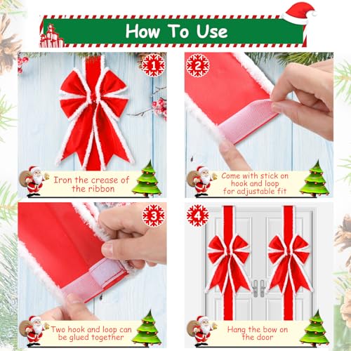 Christmas Cabinet Bows and Wreaths Set - Red White, Cute Variation