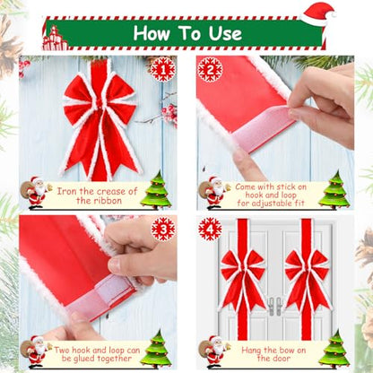 Christmas Cabinet Bows and Wreaths Set - Red White, Cute Variation