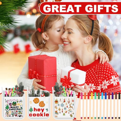 Christmas Sublimation Pot Holder Set with Pockets & Markers - Bulk 24 Pack