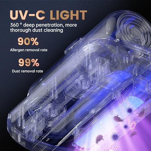 Wireless Handheld Bed Vacuum Cleaner with UV-C Light - Golden
