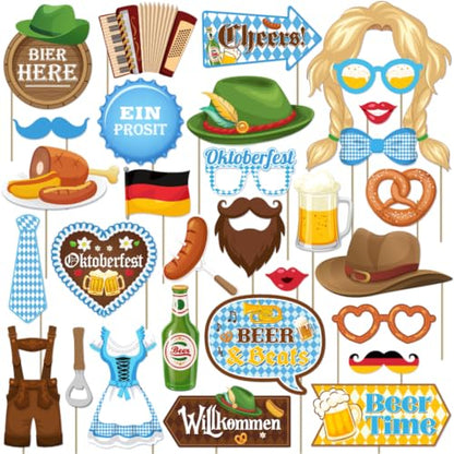Oktoberfest Photo Booth Props Bavarian Blue Beer Theme Party Decorations - Beer