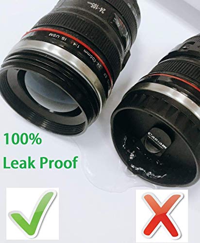 13.5 OZ Camera Lens Coffee Mug - Insulated Travel Tumbler with Spoon, Hot & Cold Drinkware