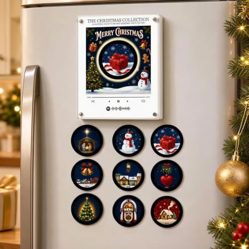 Christmas Magnetic Music Player with Spinning Vinyl Record - White B