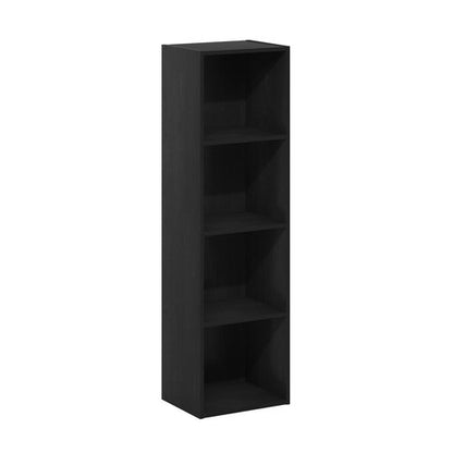 Furinno PASIR Book Shelf, 4-Tier Modern Bookshelf, Open Shelves Bookcase 9 x 12 x 42, Easy Assembly, for Living Room, Bedroom, Home Office, Blackwood