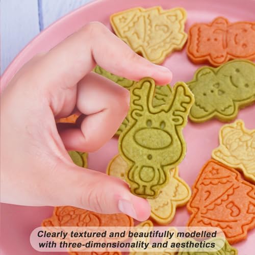 Pink Christmas Cookie Cutters Set 8 Pcs Baking Molds for Cookies Fondant and Pastries
