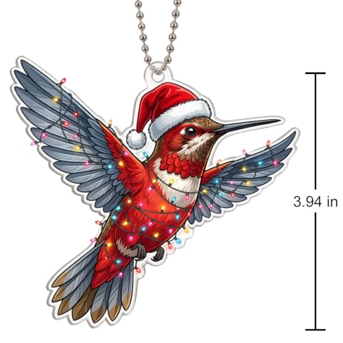 Hummingbird Christmas Tree Ornament - Festive Holiday Decor, 3.94 Inch