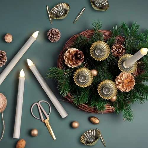 10pcs White LED Candles with Timer & Remote Control for Christmas Tree Wreath Table Decor - 8.2 Inch