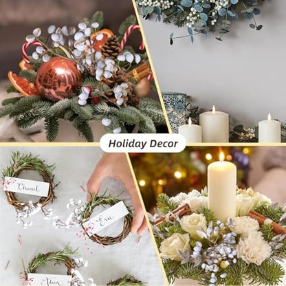 Dried Tallow Berries for Christmas Decor - 17-inch Natural Floral Stems
