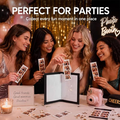Leather Photo Booth Album for Wedding & Party Strips, Holds 80 Photos