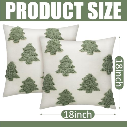 Christmas Pillow Covers 18x18 Inch - Tree White Holiday Decor - Mixweer 2 Pcs
