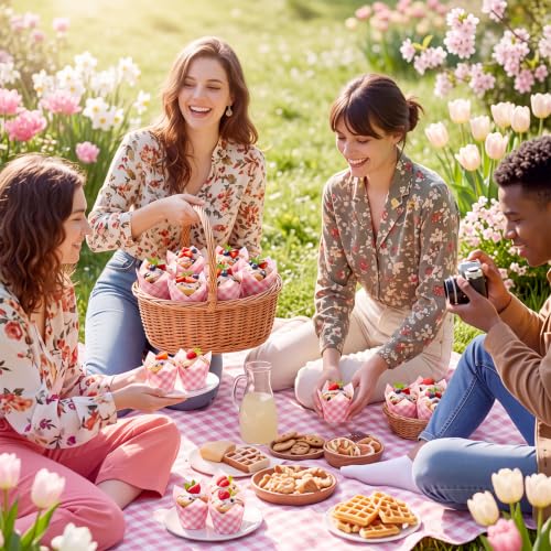 Pink Gingham Tulip Cupcake Liners - 100 Pack for Baking & Parties