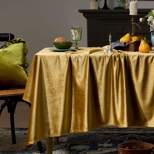 Gold Velvet Rectangle Tablecloth 102x60 Inches for Christmas & Holidays