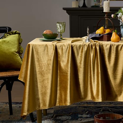 Gold Velvet Rectangle Tablecloth 102x60 Inches for Christmas & Holidays