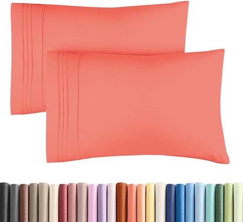 King Standard Pillow Cases - Ultra-Soft Hotel Quality Covers | Fade-Free & Wrinkle Resistant - Coral, Set of 2