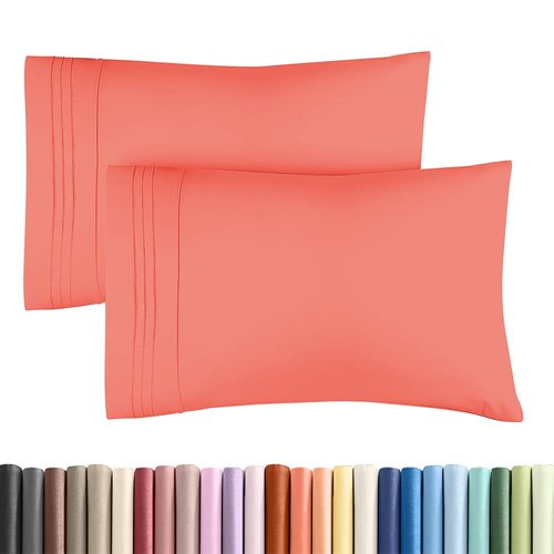King Standard Pillow Cases Set of 2 - Ultra-Soft Hotel Quality Pillowcase Covers - Comfy, Cozy & Fade Free - Wrinkle Resistant - Machine Washable Pillow Protectors - 2 Piece Set - Coral