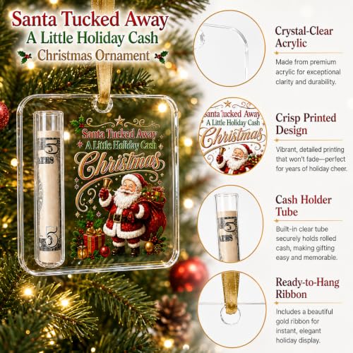 12 Pcs Christmas Cash Gift Ornament Acrylic Holiday Money Holder - Variation of THIS listing