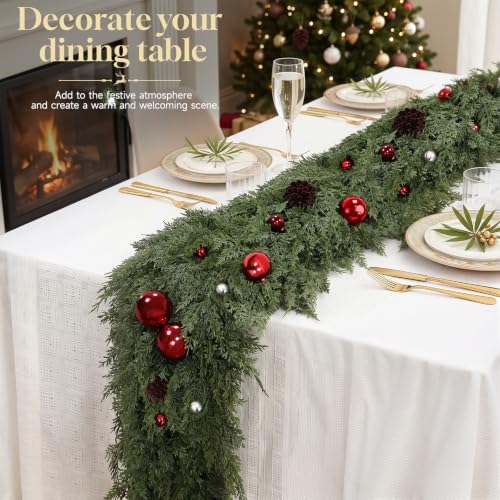 6Ft Artificial Christmas Garland with Pine Cones & Red Balls - Indoor Outdoor Decor