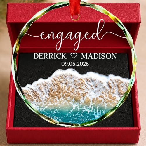 Engagement Ornament 2026 - Custom Just Engaged Christmas Ornament - Variation: Engaged 2