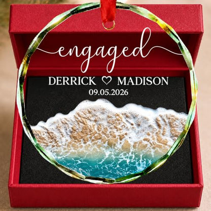 Engagement Ornament 2026 - Custom Just Engaged Christmas Ornament - Variation: Engaged 2