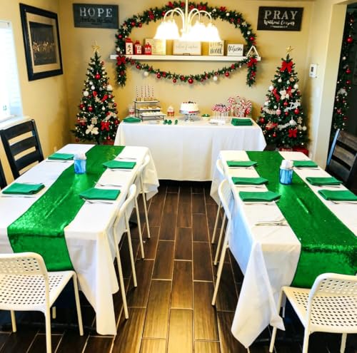 Green Sequin Table Runners 10 Pack 12x108 Inches for Weddings & Parties