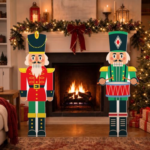 Nutcracker Christmas Cardboard Cutout Standups - 2 Pieces - Holiday Photo Booth Props