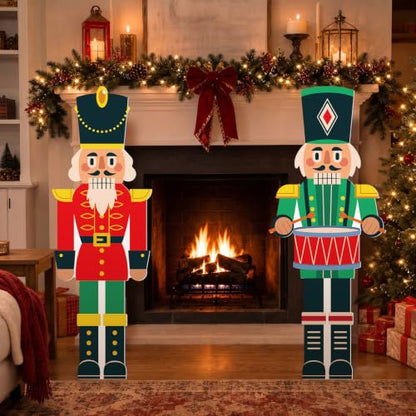 Nutcracker Christmas Cardboard Cutout Standups - 2 Pieces - Holiday Photo Booth Props