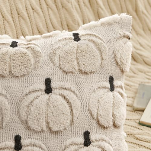 MIULEE Fall Pumpkin Pillow Covers Set of 2 - 18x18 Inch Beige Decor