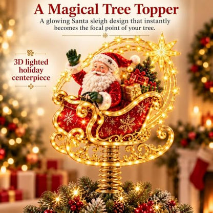 Lighted Christmas Tree Topper with Nutcracker Design - Festive Holiday Decor