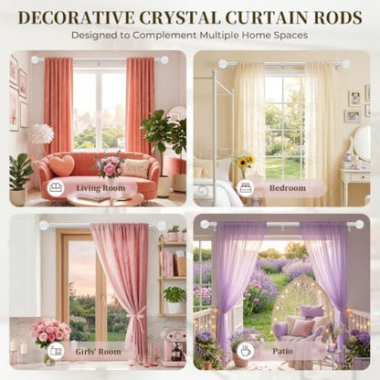 TVWOO Silver Rainbow Curtain Rod Adjustable Heavy Duty Crystal Ball 36-88 Inches - Variation of THIS listing