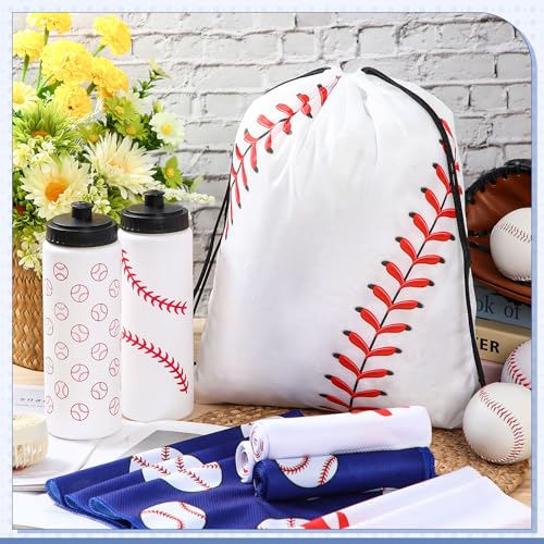 18 Pcs Sports Party Favors Basketball Soccer Water Bottle Baseball Softball Cooling Towel 6 Sports Water Bottle 6 Ice Towel 6 Drawstring Bag Football Volleyball Towel for Team Gift