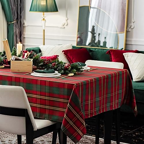Waterproof Christmas Rectangle Tablecloth 60x84 inch - Gold, Spill-Proof Holiday Decor
