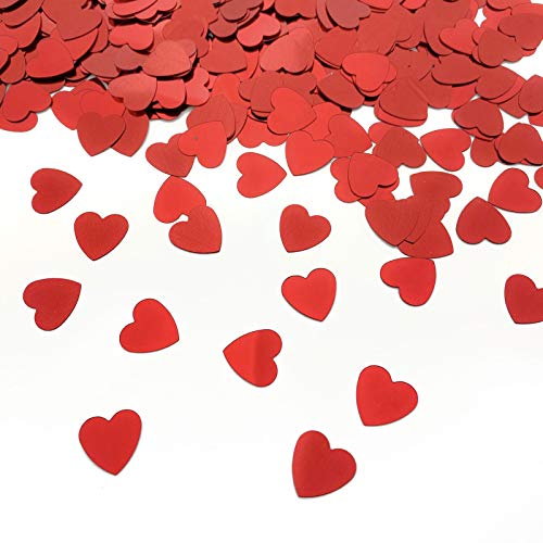 Werich Heart Confetti Shiny Foil Decorations for Valentine's Day, Weddings, Birthdays, Christmas - Red, 45g