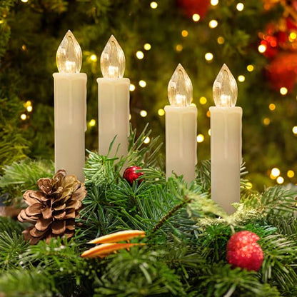 4 Inch Ivory Flameless LED Taper Candles Set with Remote Timer - Perfect Holiday Decor
