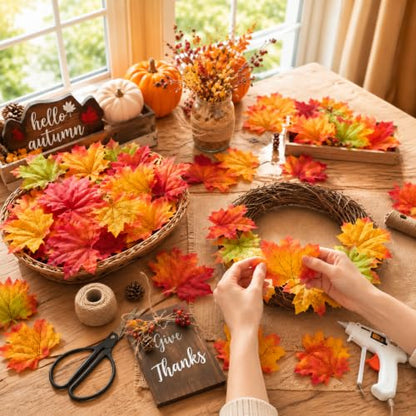 Fake Fall Leaves Foliage - Autumn Maple Leaf Decor 400 pcs, Green