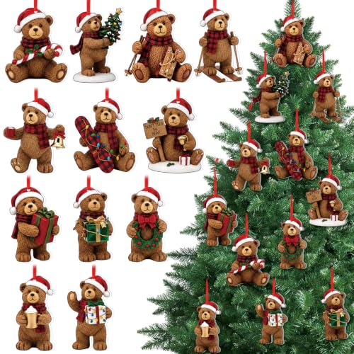 Syhood 24 Pcs Bear Christmas Tree Ornaments Decorations - Brown Bear Variant