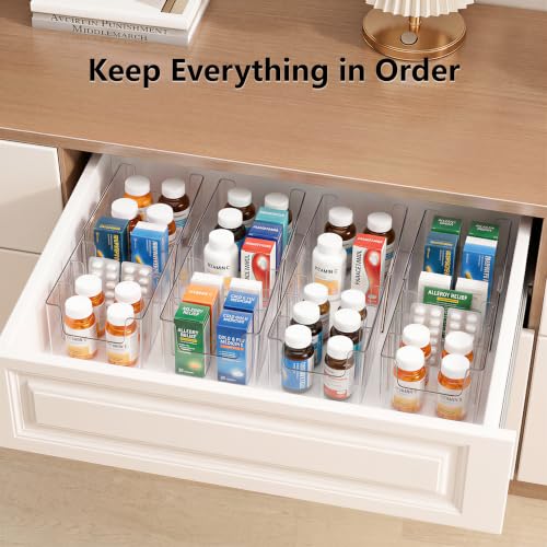 Clear Expandable Medicine Cabinet Organizer 2 Pack with Removable Dividers
