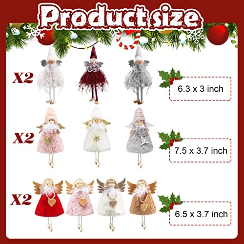 20Pcs Christmas Angel Ornaments Plush Doll Holiday Tree Decorations - Pink & White