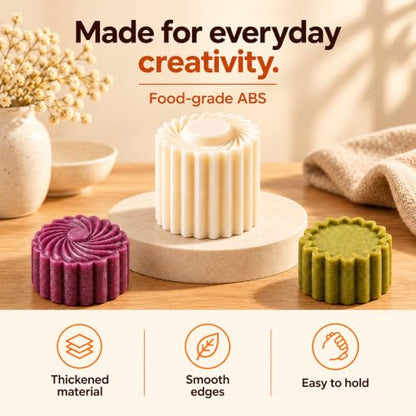 3PCS Double-Ended Pastry & Mooncake Cookie Mold Set - Creative Baking Tools