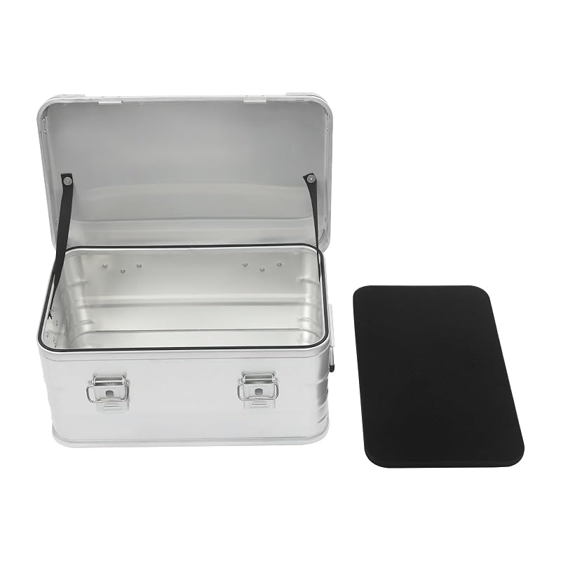 30L Aluminum Storage Box with Lid - Dustproof, Stackable with Rubber Seal & Handles - Silver