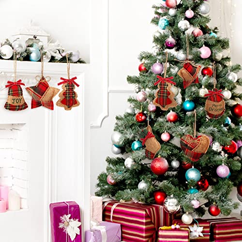 Fresh 24 Pcs Burlap Christmas Ornaments Set with Mini Stockings & Rustic Decorations