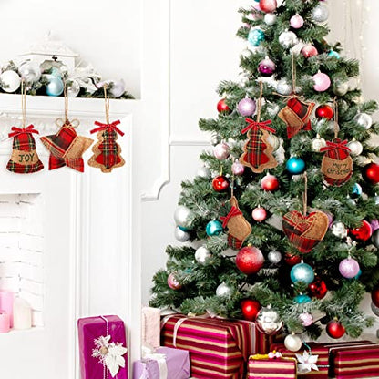 Fresh 24 Pcs Burlap Christmas Ornaments Set with Mini Stockings & Rustic Decorations
